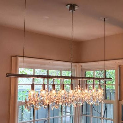 HomeDor Linear Crystal Bar Island Chandelier