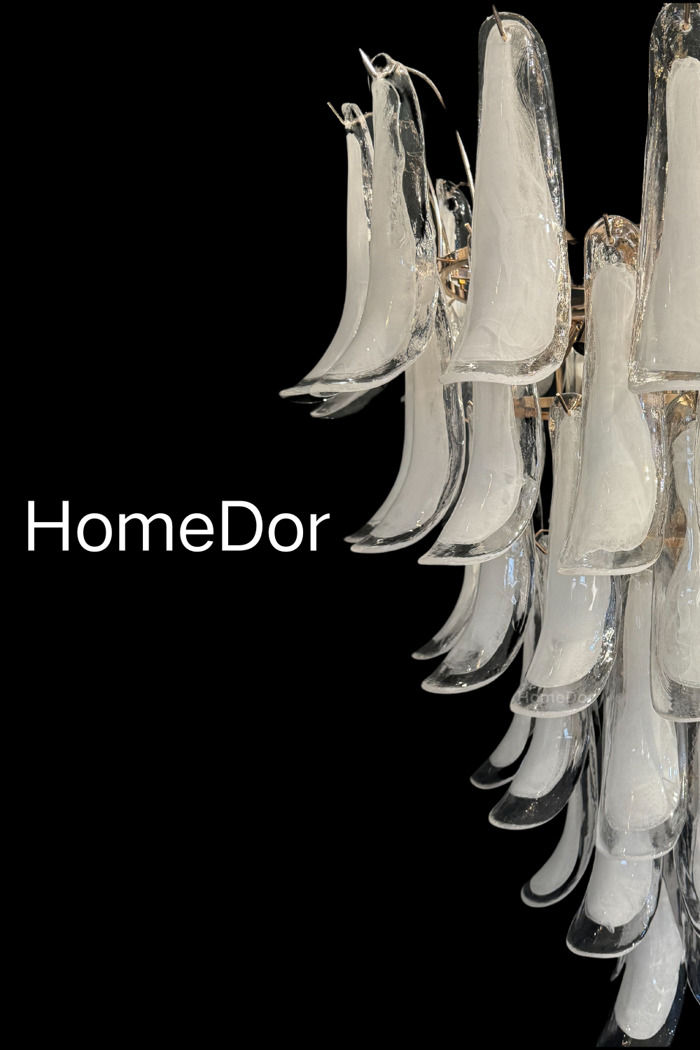 HomeDor Artistic White Petal Glass Chandelier