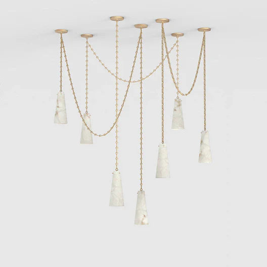 HomeDor Minimalist 3/5/7-Light Marble Alabaster Chandelier