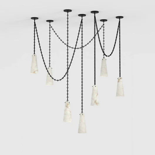 HomeDor Minimalist 3/5/7-Light Marble Alabaster Chandelier