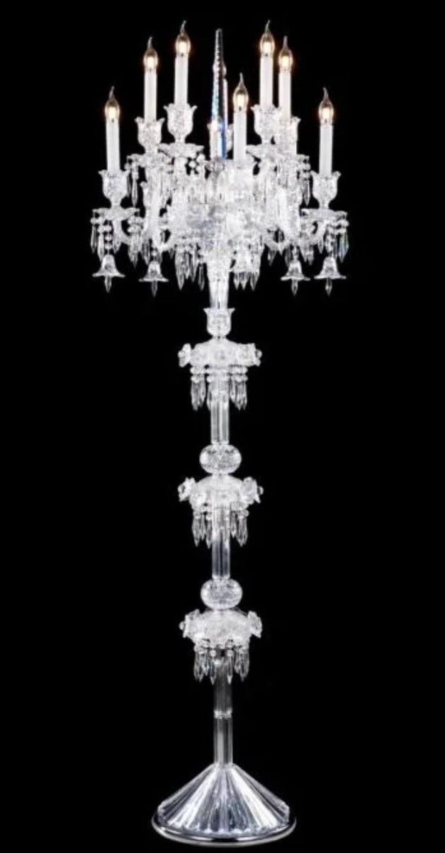 HomeDor Luxury Vintage Premium Laurel Candle Flower Crystal Floor Lamp