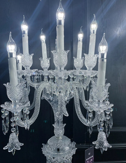 HomeDor Luxury Vintage Premium Laurel Candle Flower Crystal Floor Lamp