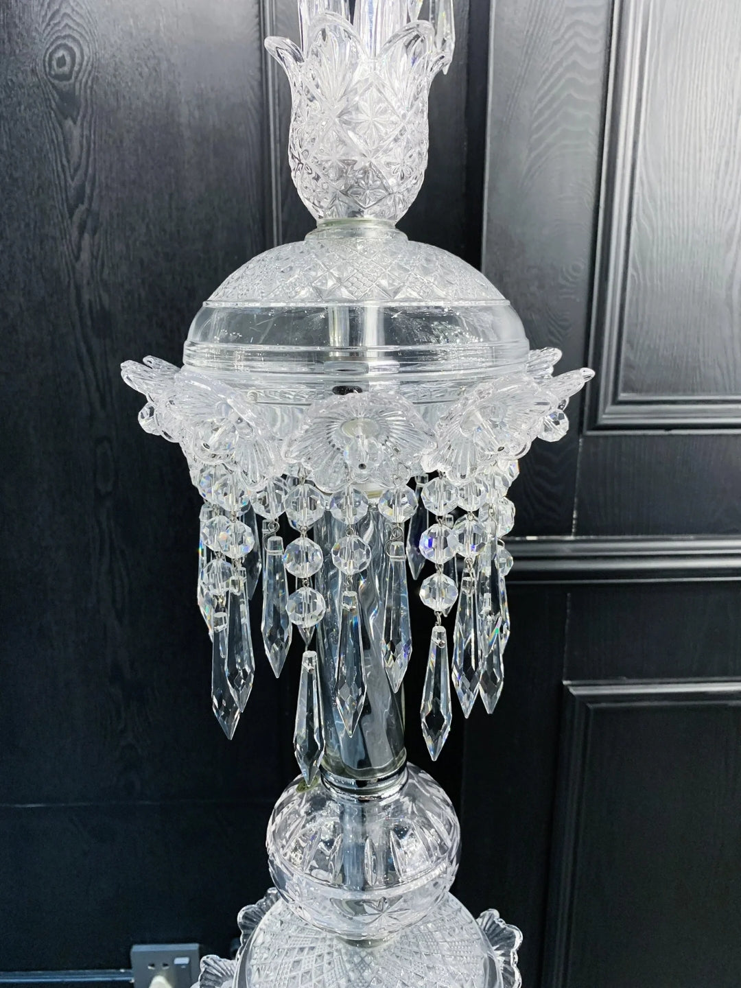 HomeDor Luxury Vintage Premium Laurel Candle Flower Crystal Floor Lamp