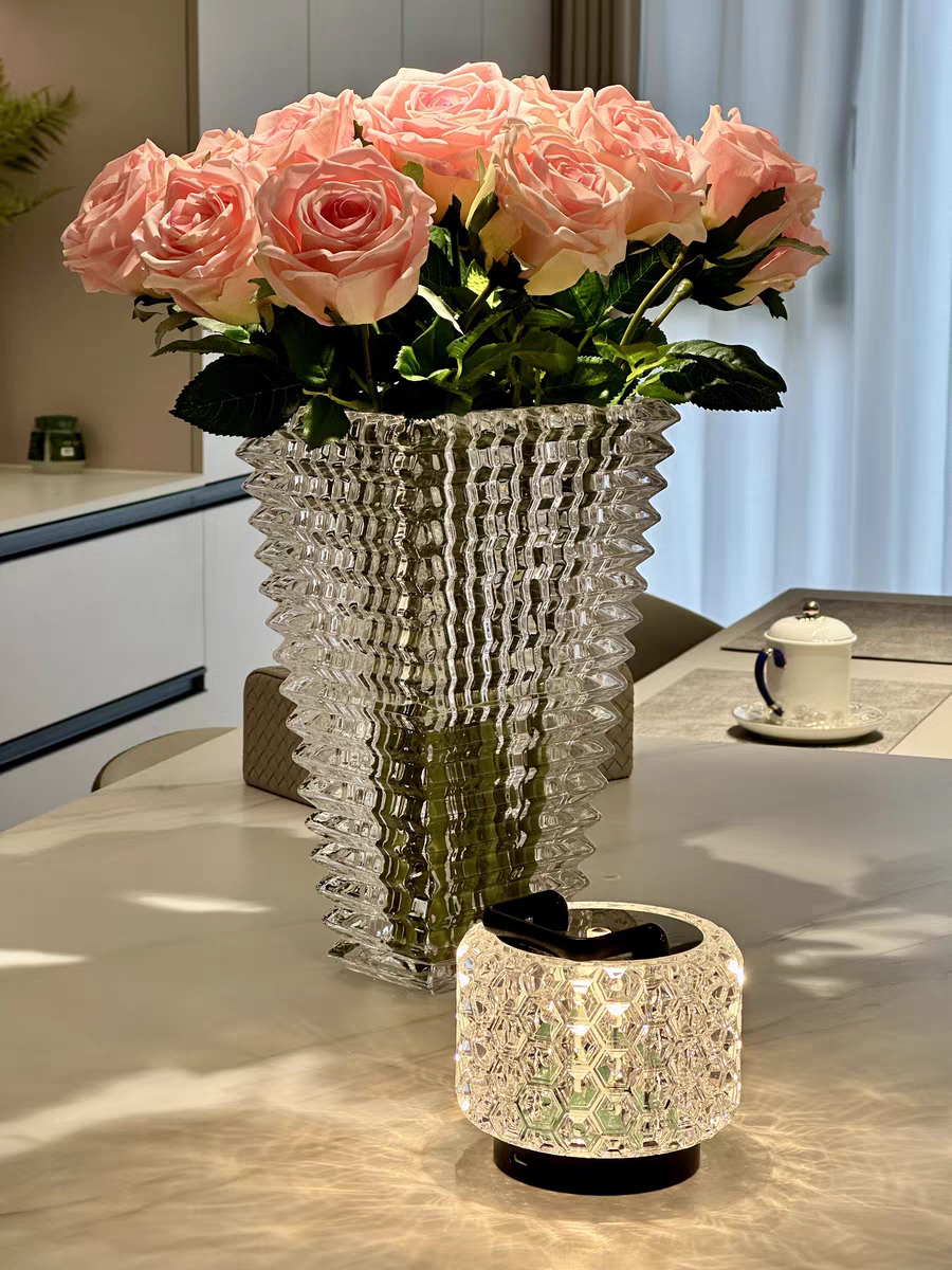 HomeDor Luxury Crystal Vase for Table Decor