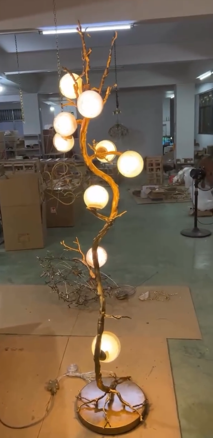 HomeDor Modern Brass Branch Glass Ball Floor Lamp