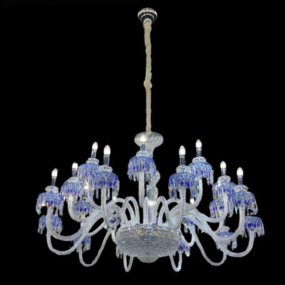 HomeDor Premium Modern Fancy Light Blue Crystal Chandelier