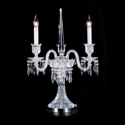 HomeDor Luxury Vintage Premium Laurel 2-Candle Crystal Table Lamp