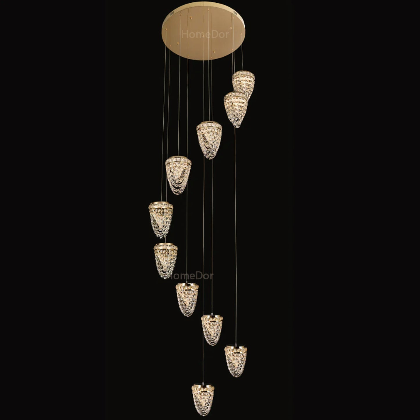 HomeDor Premium Modern Luxury Floating Crystal Conch Chandelier