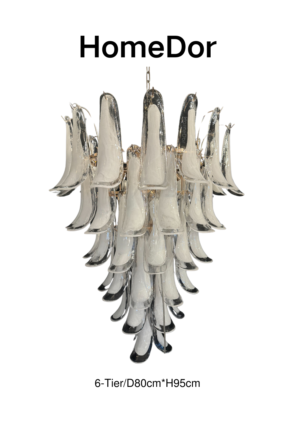 HomeDor Artistic White Petal Glass Chandelier