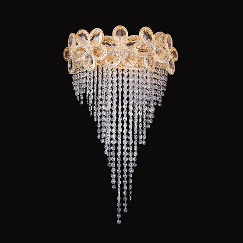 HomeDor Luxury Creative Floral Crystal Tassel Wall Sconce