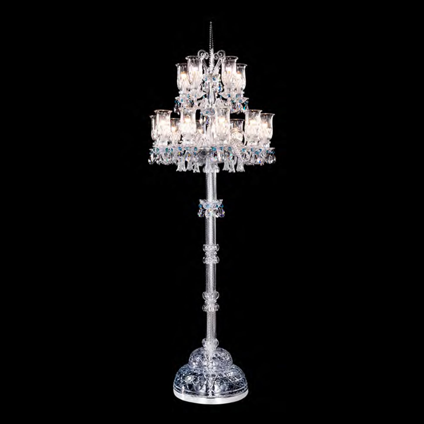 HomeDor Luxury Vintage Premium Laurel Double-deck Crystal Floor Lamp