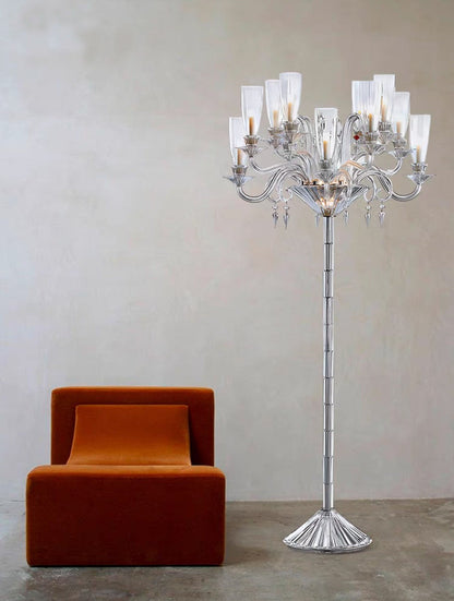 HomeDor Luxury French  Premium Laurel Candle Crystal Floor Lamp