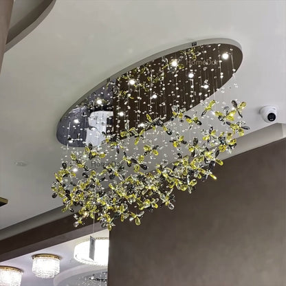 HomeDor Premium Modern Floating Floral Crystal Chandelier