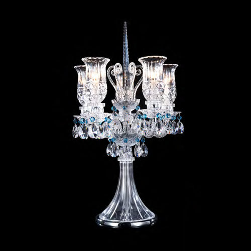 HomeDor Luxury Vintage Premium Laurel Candle Blue Crystal Table Lamp