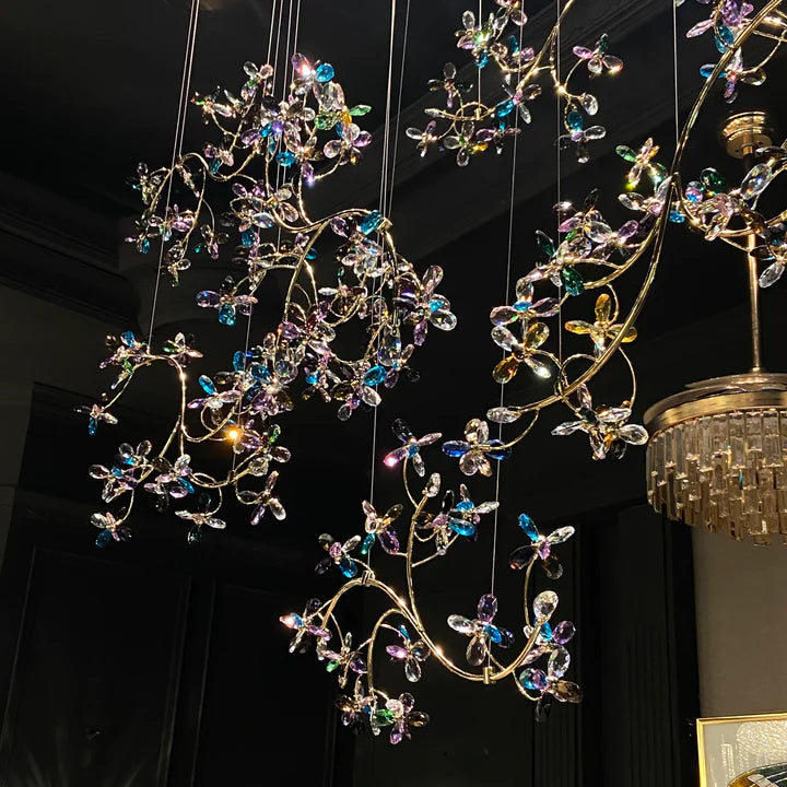 HomeDor Lily Colored Flower Branch Chandelier