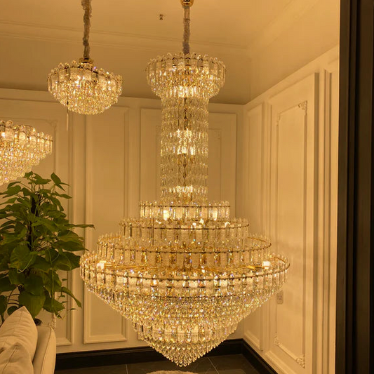 HomeDor Premium Luxury Extra Large Round Multi-layer Crystal Chandelier