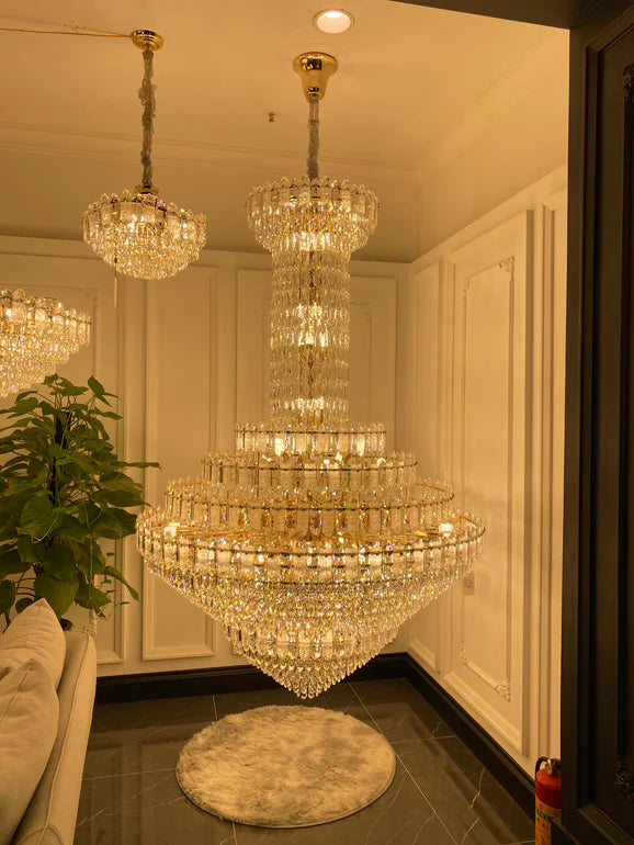 HomeDor Premium Luxury Extra Large Round Multi-layer Crystal Chandelier