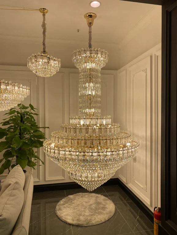 HomeDor Premium Luxury Extra Large Round Multi-layer Crystal Chandelier