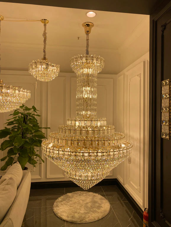 HomeDor Premium Luxury Extra Large Round Multi-layer Crystal Chandelier