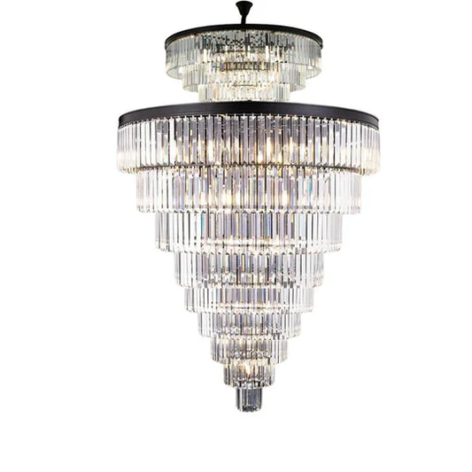 Clearance |  Modern Large Multi-tier Black Crystal Chandelier