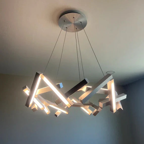 HomeDor Aluminum Geometric Round/Linear Chandelier