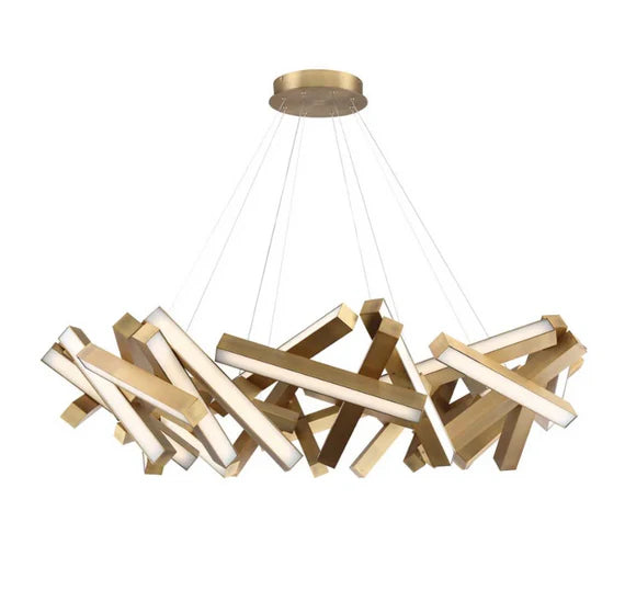 HomeDor Aluminum Geometric Round/Linear Chandelier