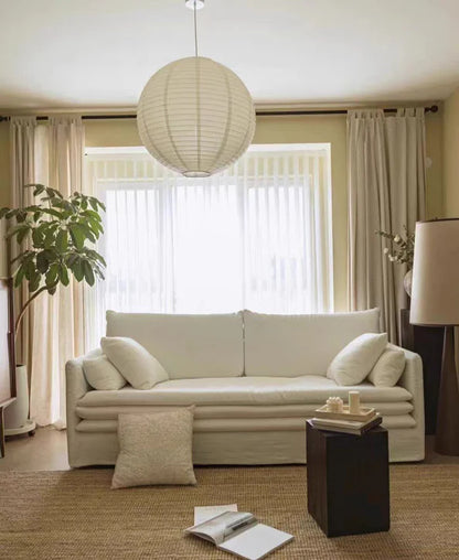 HomeDor Cotton Linen Fabric Removable Washable Cream White Sofa