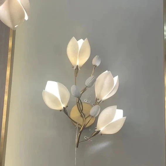 HomeDor Premium Ceramic Magnolia Wall Sconce