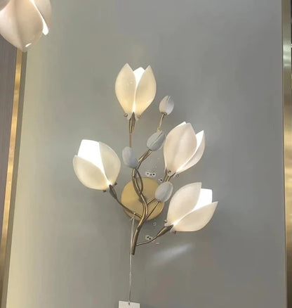 HomeDor Premium Ceramic Magnolia Ring/Linear Chandelier