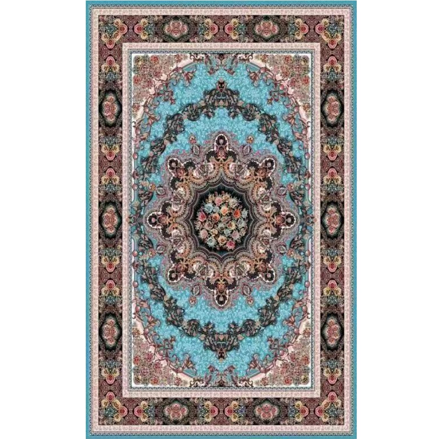 Persian Rug Oriental Vintage Aesthetic Teal Carpet