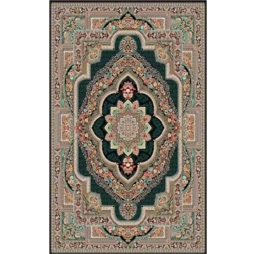 Persian Rug Vintage Oriental Luxury Dark Green Carpet