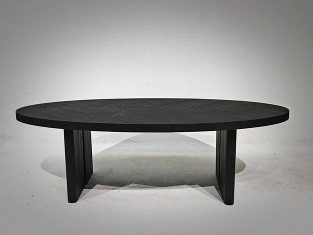 HomeDor Dark Coffee Oval Dining Table