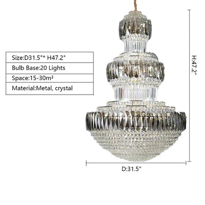 HomeDor Premium Extra Large Luxury Gourd Shape Crystal Chandelier