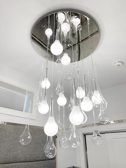 HomeDor Modern Shiny Waterdrop Shape Glass Chandelier