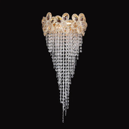 HomeDor Luxury Creative Floral Crystal Tassel Wall Sconce