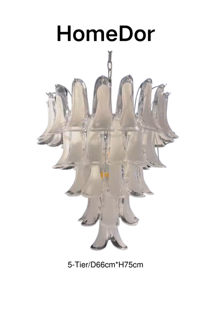 HomeDor Artistic White Petal Glass Chandelier