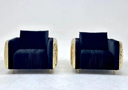 HomeDor Luxury Creative Single Sofa Chair with Brass Finish Color