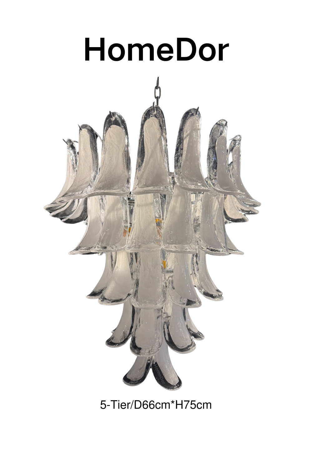 HomeDor Artistic White Petal Glass Chandelier