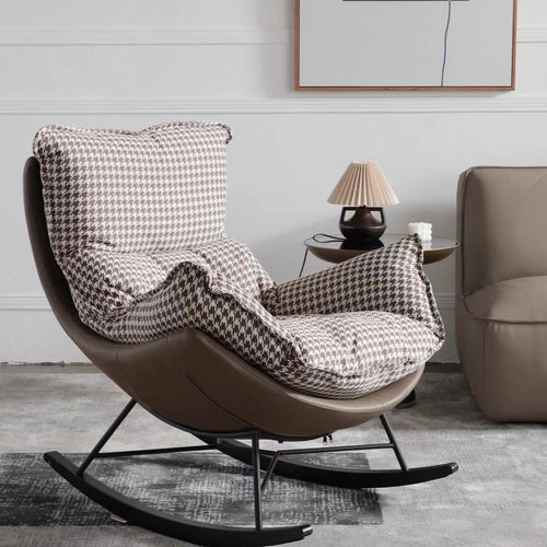 HomeDor Urban Coffee Houndstooth Rocking Chair