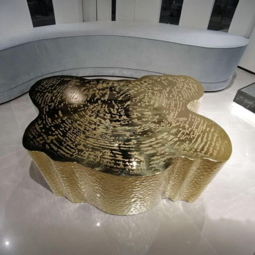 HomeDor Modern Irregular Gold Coffee Table