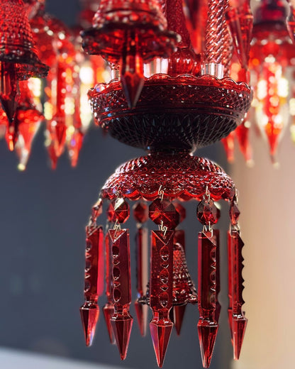 HomeDor Luxury Premium Diva Red Vintage Romantic Crystal Chandelier