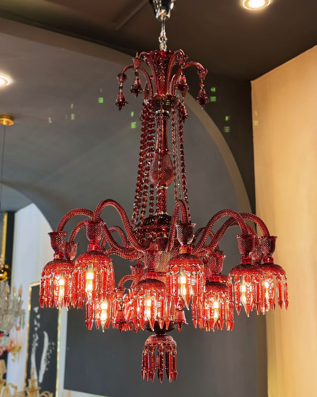 HomeDor Luxury Premium Diva Red Vintage Romantic Crystal Chandelier