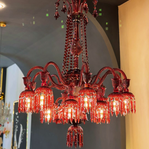 HomeDor Luxury Premium Diva Red Vintage Romantic Crystal Chandelier