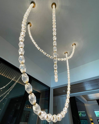 HomeDor Modern Glass Pearl Necklace Pendnat Chandelier