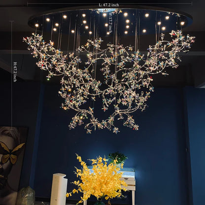 HomeDor Lily Colored Flower Branch Chandelier