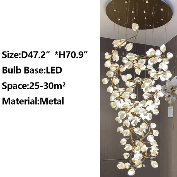 HomeDor Premium Linn Extra Large Vertical White Magnolia Chandelier