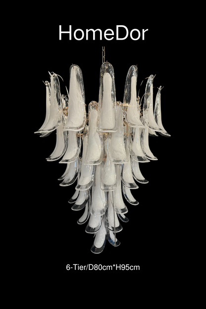 HomeDor Artistic White Petal Glass Chandelier