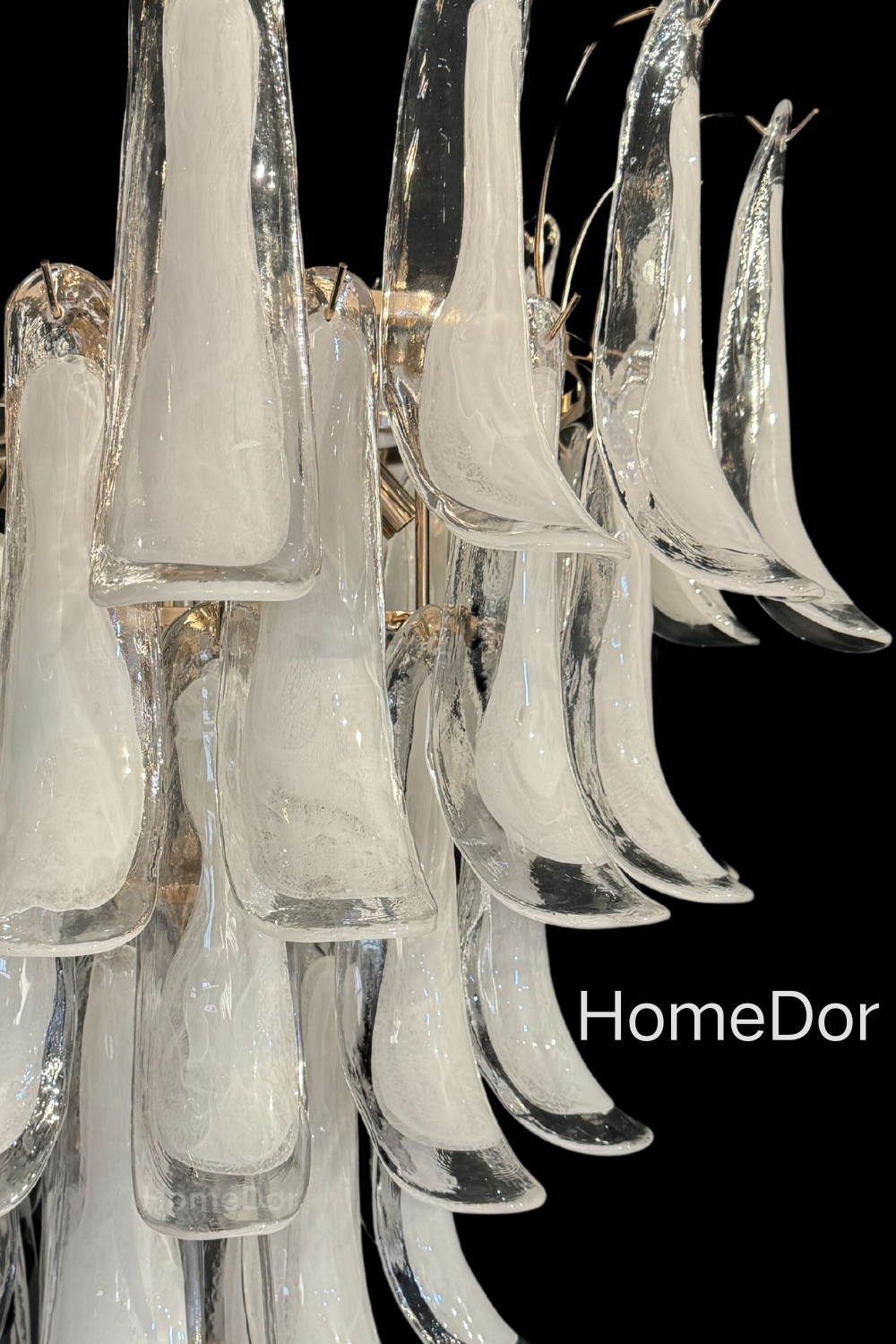 HomeDor Artistic White Petal Glass Chandelier