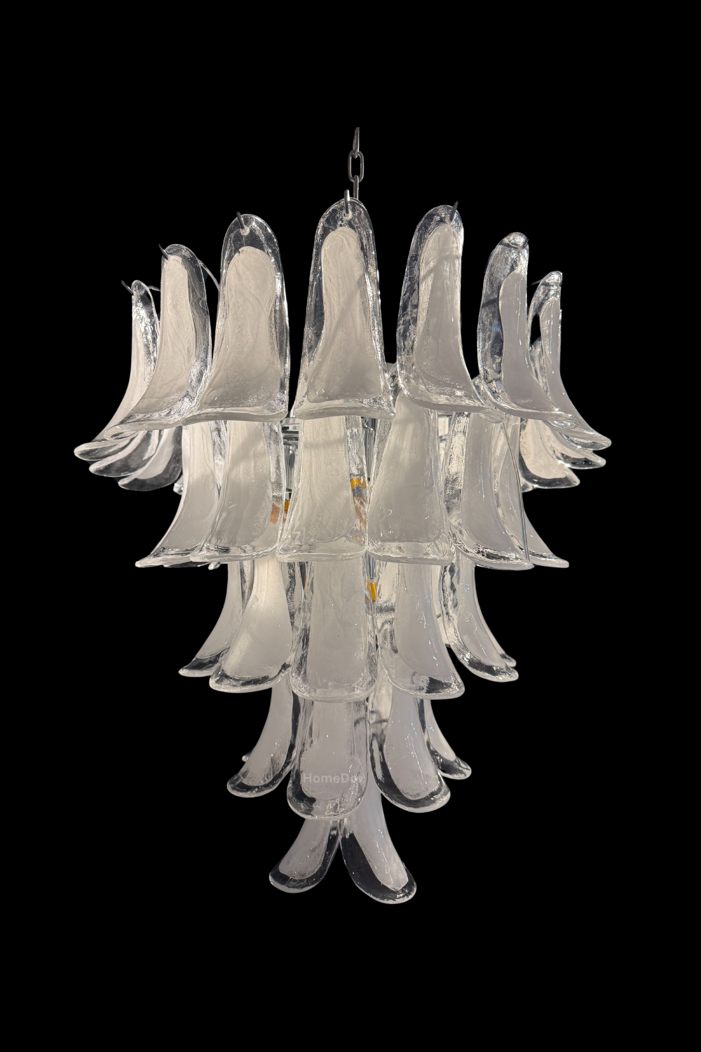 HomeDor Artistic White Petal Glass Chandelier