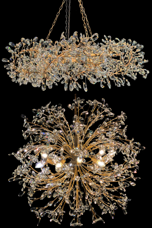 HomeDor Celestial Bloom Crystal Radiant Flower Branch Chandelier